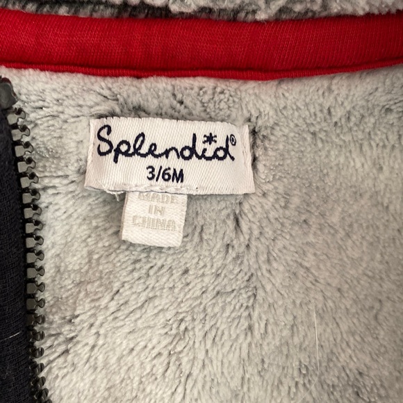 SPLENDID Infant Faux Fur Zip Front Grey with Black Hood Hoodie Size  3/6 Months - Picture 3 of 4